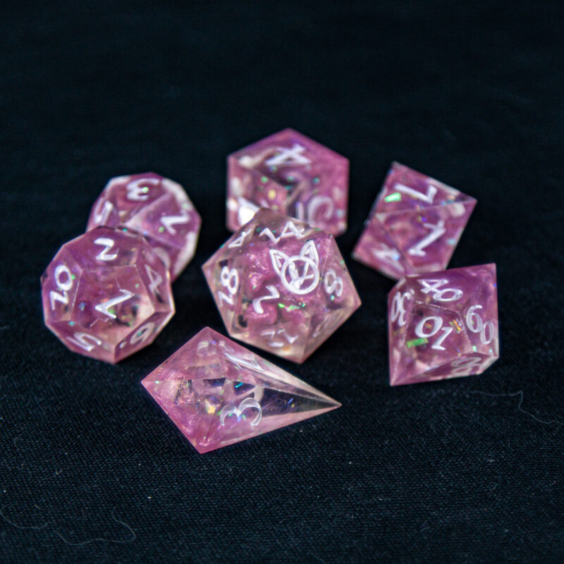 Pink sparkle dice set