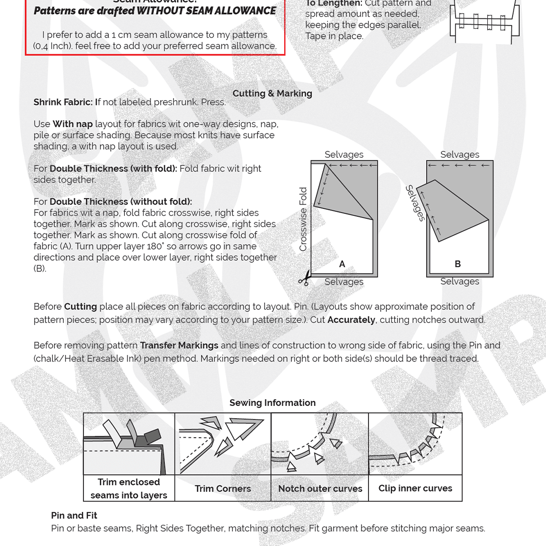 Sewing information Sample